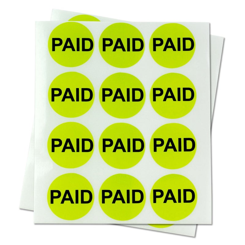 OfficeSmartLabels Paid Pricing Labels (1 inch, Lime Green - 300 Labels) Circle Dot Paid Stickers for Retail Store Sales, Yard Sale & Garage Sale Stickers - Pressure Sensitive - Image 1